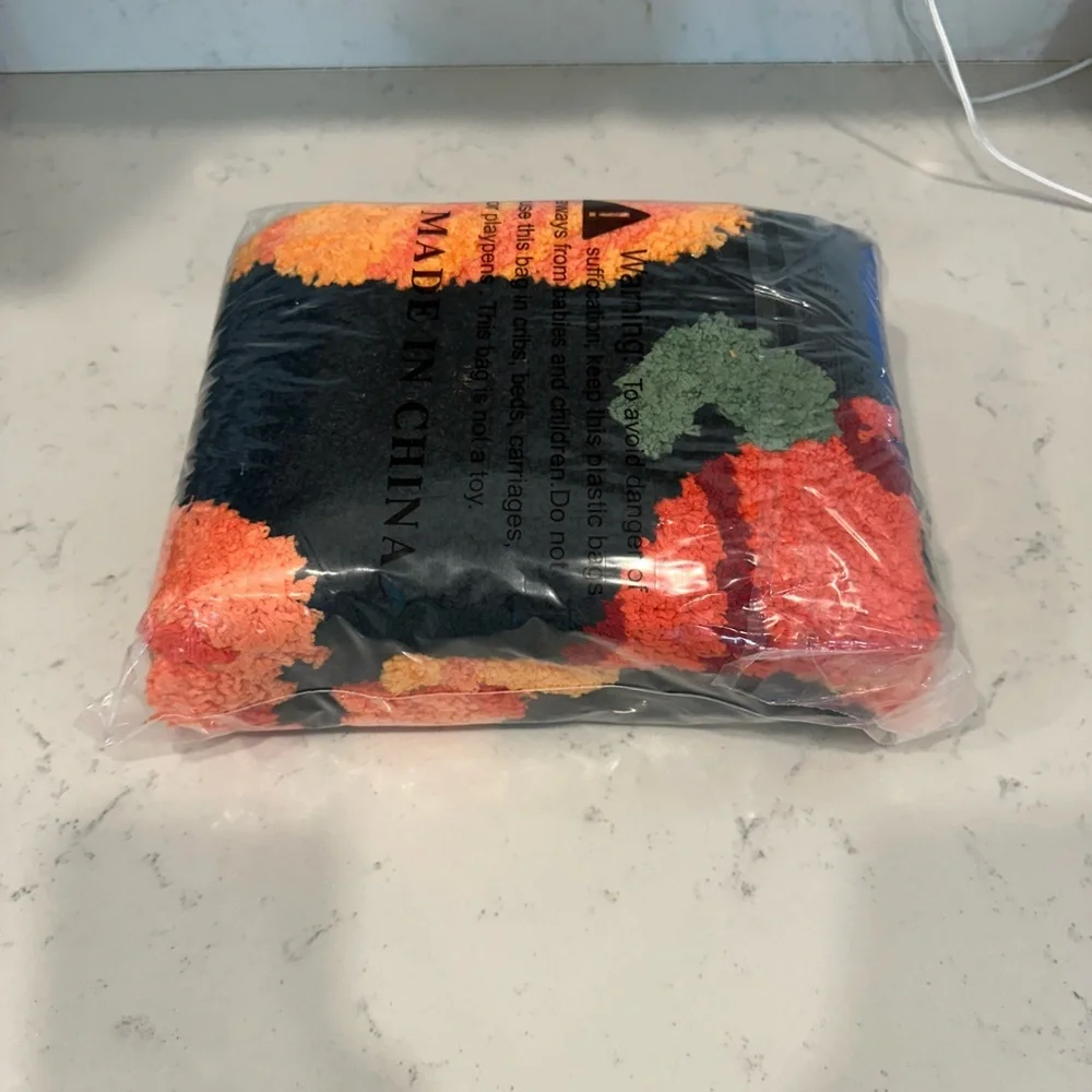 Festive Pumpkin Halloween Door Kitchen Bathroom Mat - Black and Orange Decor